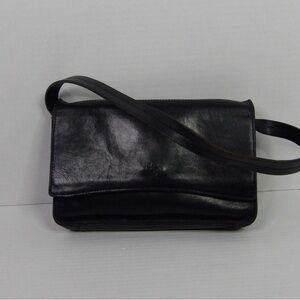 Monsac Black Leather Shoulder Bag